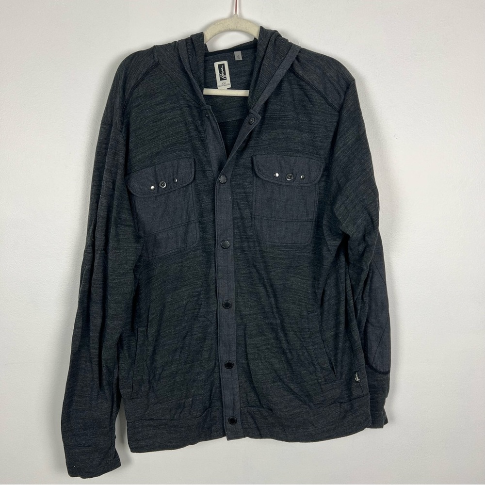 Howe Creative Workforce Shacket Charcoal Gray Hooded Snap Button Size XXL